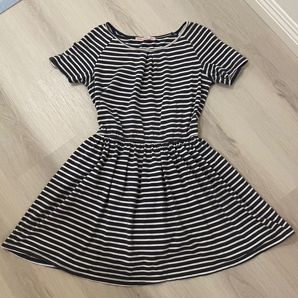 Navy and White Striped Carol and John Dress (M)